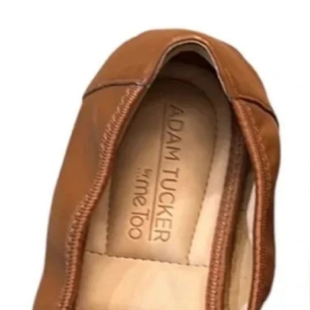 Adam Tucker by Me Too Nellie Tan Leather Ballet Flat Gold Buckle Size 7.5 - Picture 10 of 11